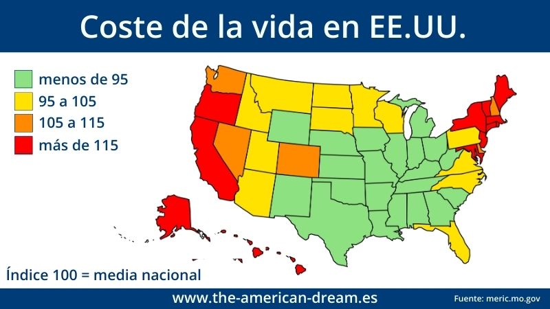 Mapa coste de la vida en EE.UU.